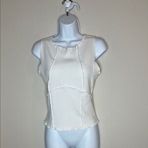 Elegant White Ribbed Tank Top